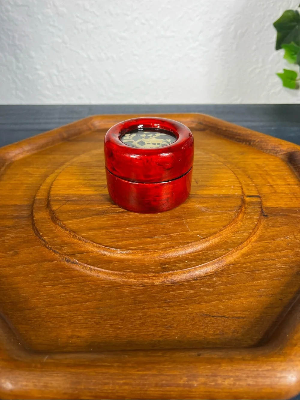 Vtg Cork Art Trinket Box 2.5